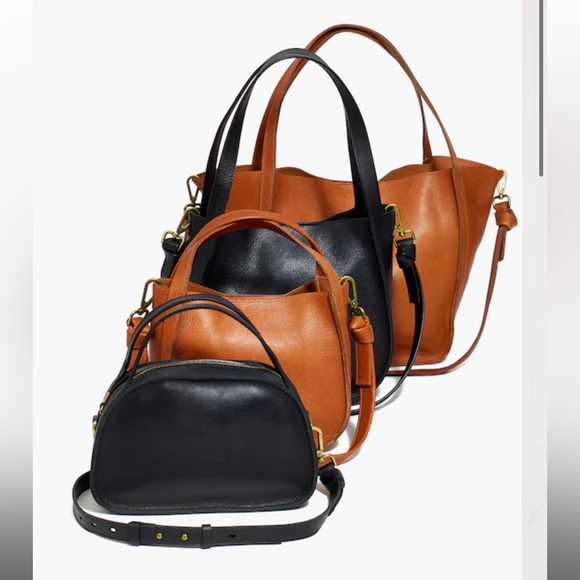 NEW Madewell Sydney Zip-Top Leather Crossbody Bag in Black with Gold Hardware - Picture 4 of 10